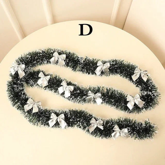 1PCS 2M Christmas Ribbon Garland – Festive Decoration for Tree, Kitchen, Bar Tops, Wedding & Party Ornaments