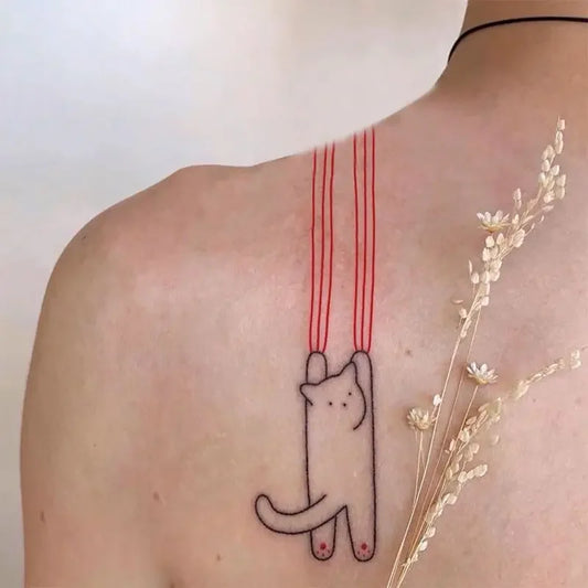 Cute Cat Temporary Tattoos - Waterproof Cartoon Kitten Fake Tattoo Stickers for Women Arm & Back Art