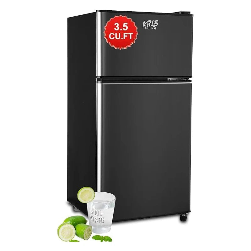Mini Fridge with Freezer - 2.9 Cu.Ft Double Door Compact Refrigerator with Energy Saving & Adjustable Thermostat