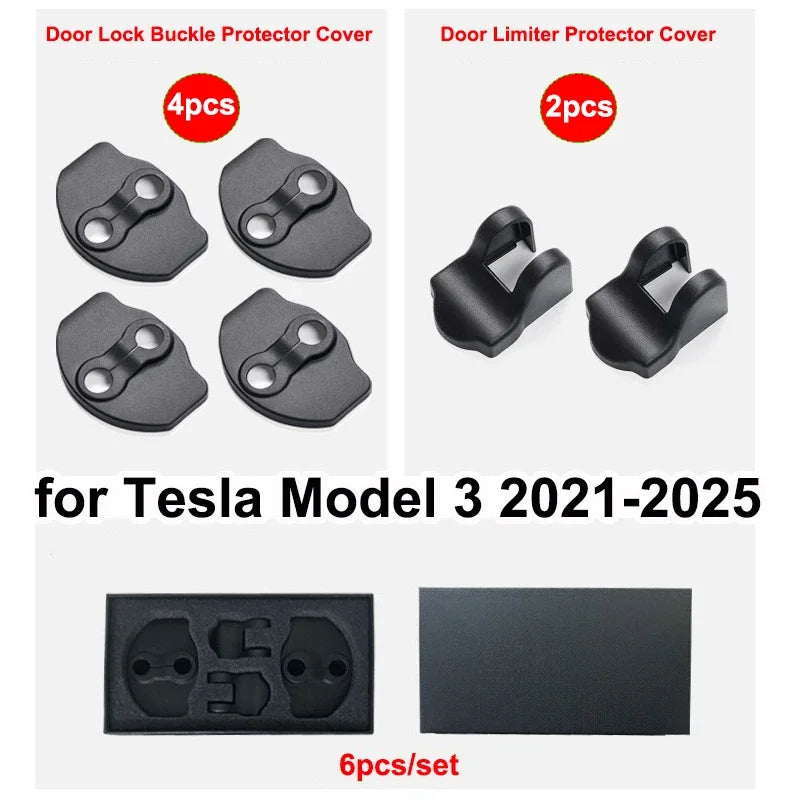 Tesla Model 3/Y Juniper & Highland 2019–2026 Door Lock Limiter Protector - ABS Door Stopper and Latch Guard Cover Kit