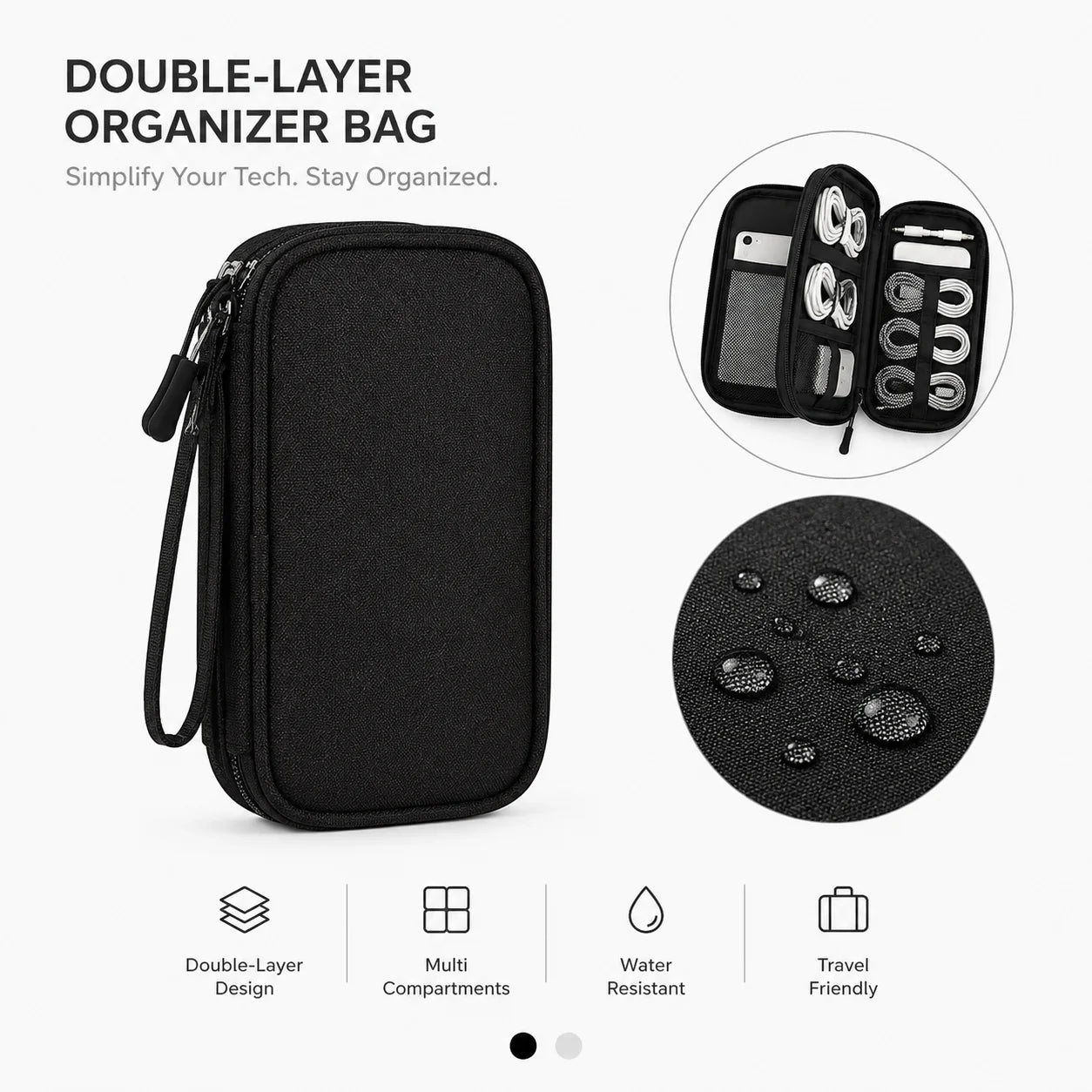 Travel Tech Organizer Bag - Portable Cable, Charger, Power Bank & SSD Storage Case for Electronics Accessories