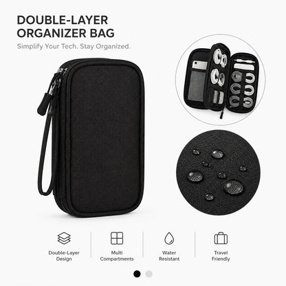 Travel Tech Organizer Bag - Portable Cable, Charger, Power Bank & SSD Storage Case for Electronics Accessories