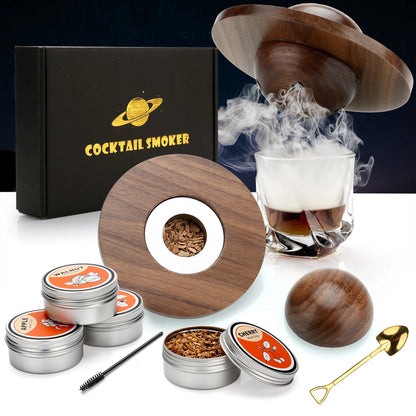 Cocktail Smoker Kit – Whiskey Smoking Set with 4 Wood Chips, Old Fashioned Drinks Accessories