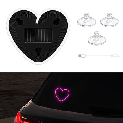 Heart-Shaped Solar Car Ambient Light - Dynamic Gradient RGB LED Interior Decoration Accessory