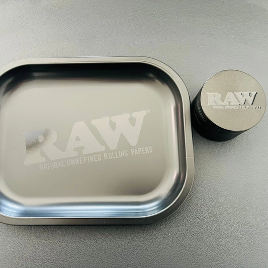 Black Herb Spice Grinder & Rolling Tray Combo