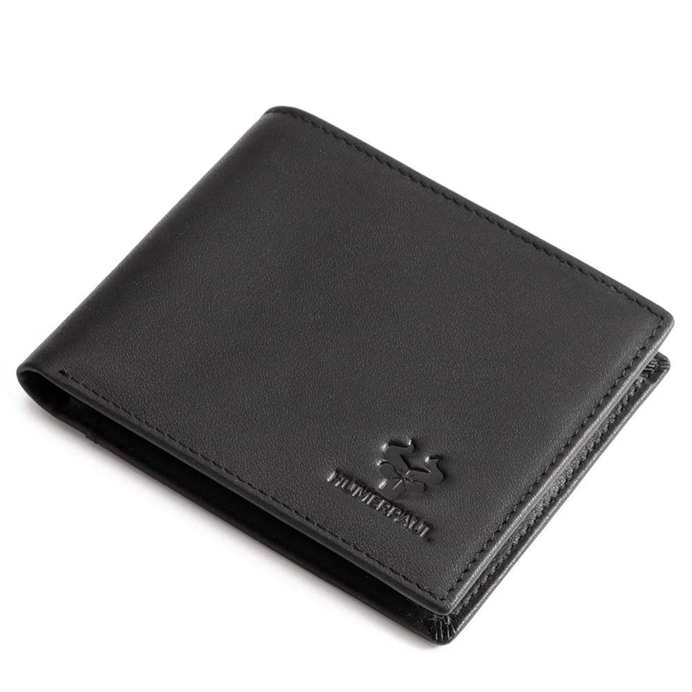 KAVIS Handmade Genuine Leather Men's Wallet RFID Blocking Card Holder with ID Window – Large Capacity Fashion Money & Card Storage Wallet