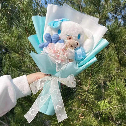 Sanrio Plush Bouquet — My Melody, Kuromi, Cinnamoroll & Hello Kitty Handmade Gift
