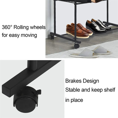 Heavy Metal Double Clothes Rack – Rolling Garment Display Stand with Storage Shelf, Closet Organizer