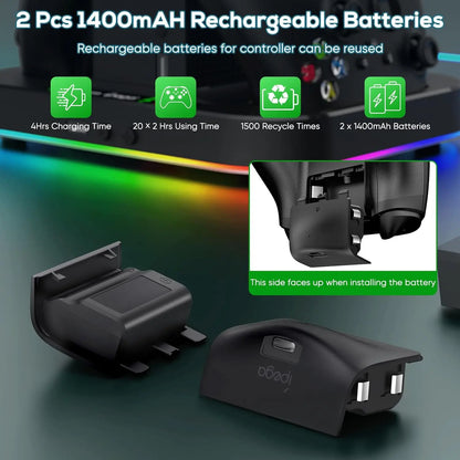 IPEGA Cooling Stand for Xbox Series S – RGB Light, Charging Station with 2x1400mAh Batteries, 3-Speed Adjustable Cooling Fan