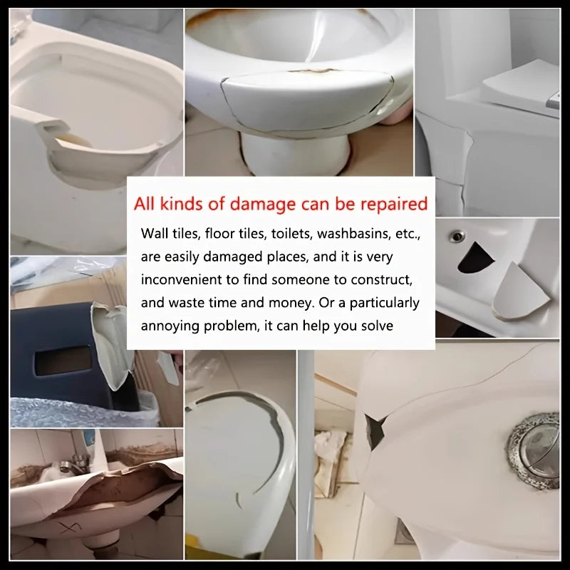 Ceramic Repair Agent – Strong Waterproof Sealant for Quick Repairs on Sinks, Bathtubs, Toilets, Vases, and Tiles