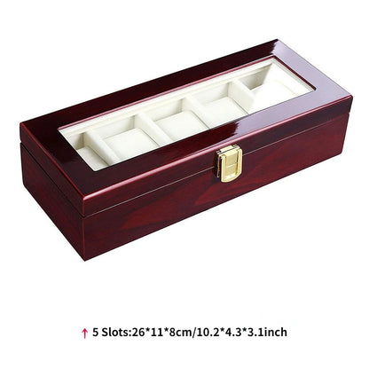 Luxury Wooden Watch Box Organizer – 1/2/3/5/6/10/12 Grid Slots Display Case for Men & Women Watches Jewelry