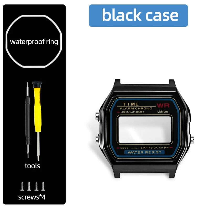 F-91W Stainless Steel Watch Case Mod Kit - Metal Shell Upgrade for Casio F91W, A158W, A159W & 593 Watches