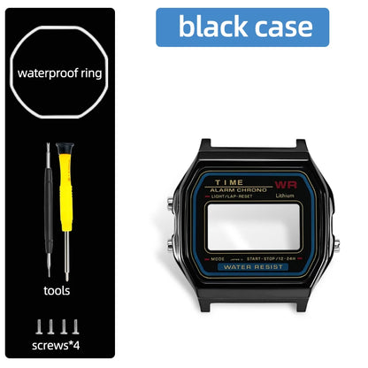 F-91W Stainless Steel Watch Case Mod Kit - Metal Shell Upgrade for Casio F91W, A158W, A159W & 593 Watches