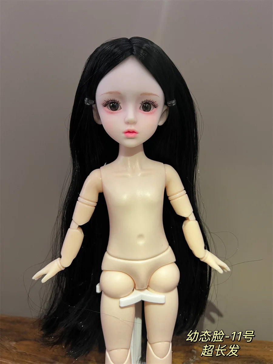 30cm 1/6 BJD Ball Jointed Doll – Starry Gray Eyes with Lolita Fashion Dress, DIY Toy Gift for Girls