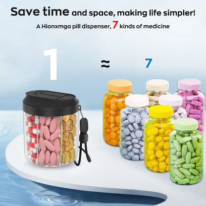 Weekly 7-Compartment Pill Organizer – Portable Travel Pill Case with Anti-Mix Design & 20 Labels