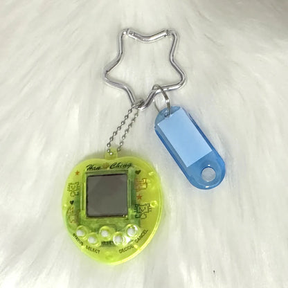 Korean Fashion Rainbow Game Console Keychain — Kawaii Harajuku Y2K Crystal Heart Lock DIY Bag Pendant Charm, Vintage Style