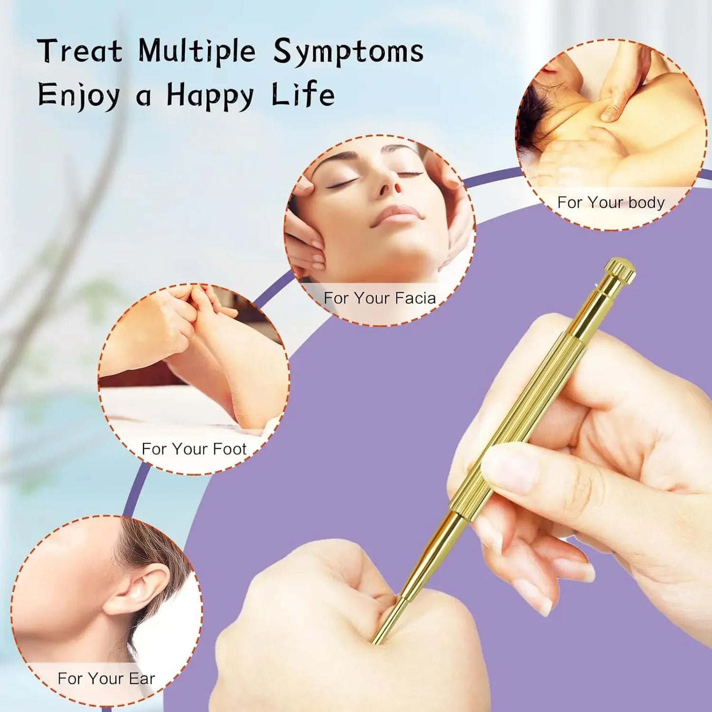 Facial Reflexology Massage Tool – Retractable Acupuncture Pen with Double-Headed Spring for Ear & Face Care