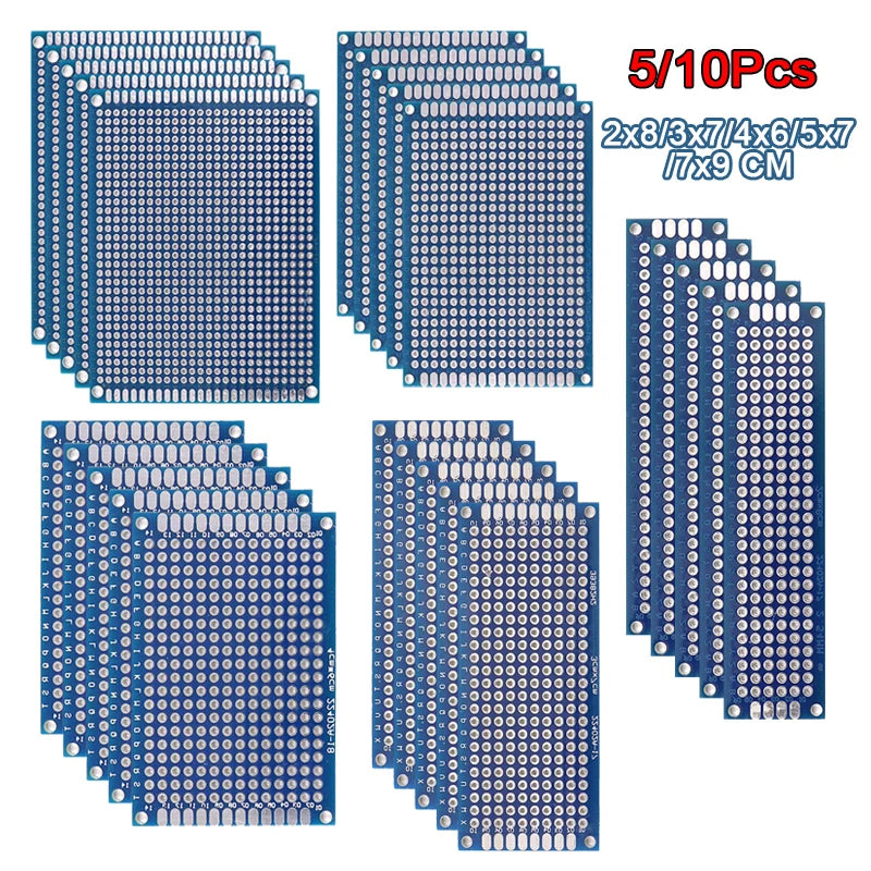 PCB Prototype Boards - Double Sided Blue Circuit Boards for DIY Soldering Projects 5-10PCS