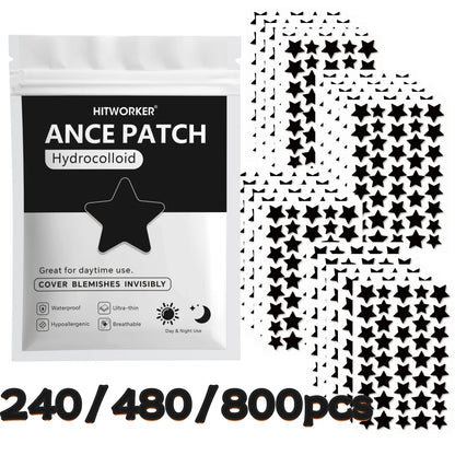Black Star Hydrocolloid Pimple Patches - Bulk Acne Stickers with Tea Tree Oil, 240/480/800 Pieces
