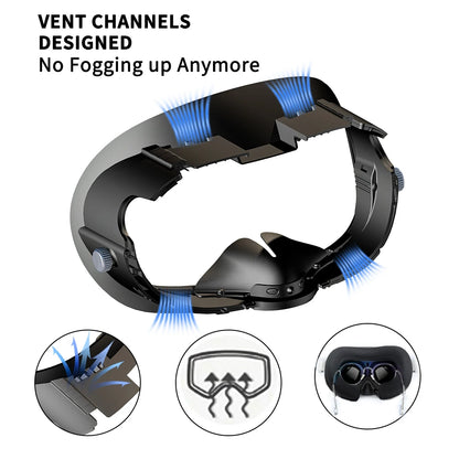 Adjustable PU Leather Facial Interface & Foam Cushion for Meta Quest 3 – Comfortable VR Face Pad Replacement Accessory