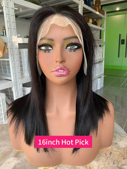 Raw Vietnamese Human Hair Lace Front Wig – 13x6 Bob, Straight Natural Black, 250% Density, 100% Human Hair
