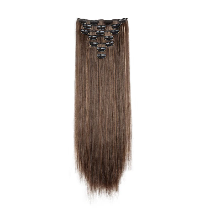 WIGSIN 24-Inch Straight Hair Extensions - 7-Piece Clip-In Synthetic Hair Set for Women