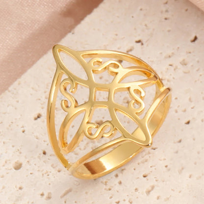 Witch Knot Stainless Steel Ring – Wiccan Celtic Knot Amulet, Good Luck & Protection Jewelry for Men & Women