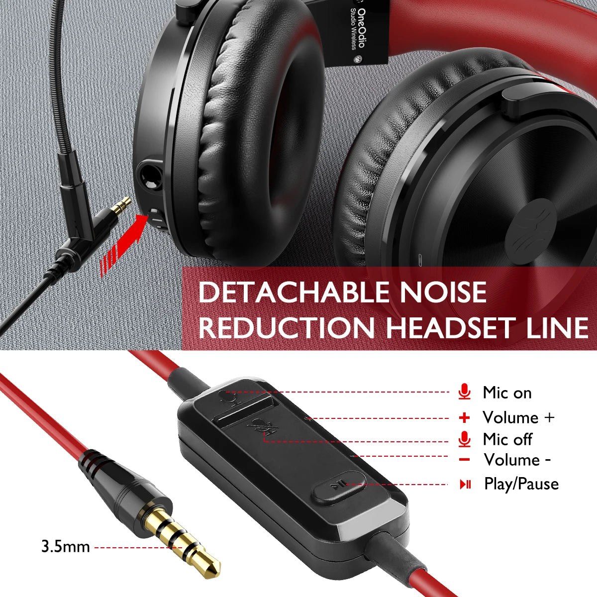 OneOdio 2-in-1 Wireless & Wired Headset – 110H Bluetooth 5.2 Gaming Headphones with Mic for PC, PS4, Skype, Type-C