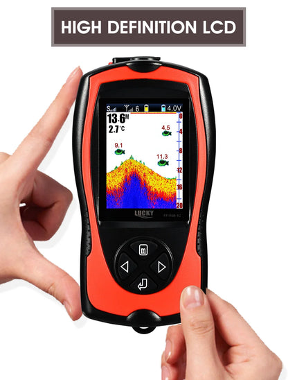 Lucky Sonar Fish Finder FF1108-1CWLA – Rechargeable Wireless Sensor, 45M Depth Echo Sounder for Portable Fishing