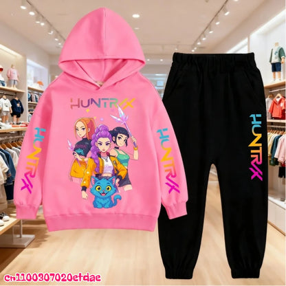 Children’s KPop Demon Hunters Hoodie & Pants Set – Autumn & Winter Casual Outerwear for Boys & Girls, Ages 3-12 Gift