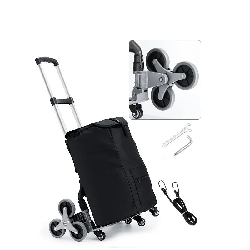 GIANXI Folding Shopping Cart with Wheels – Portable Aluminum Alloy Trolley for Outdoor & Stair Climbing