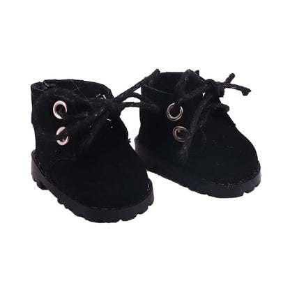 3.8cm Solid Color Lace-Up Canvas Shoes – PU Doll Shoes for 17cm Labubu Doll Clothes & Accessories Gift