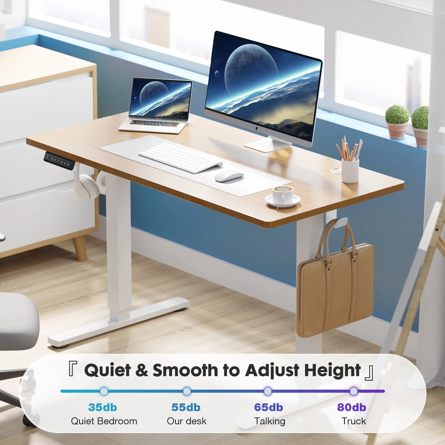 Electric Standing Desk - Height Adjustable 40x24 Inch Sit-Stand Ergonomic Workstation for Computer and Office