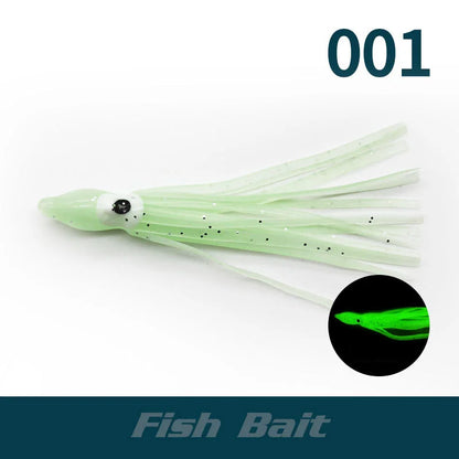 PRO BEROS 5Pcs Luminous Octopus Fishing Lures - Silicone Squid Skirts Glow Bait for Tuna Trolling & Sea Jigging