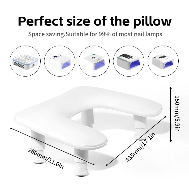 U-Shaped Nail Arm Rest Stand - Adjustable Manicure Pillow with Microfiber PU Leather Cushion for Hand Rest