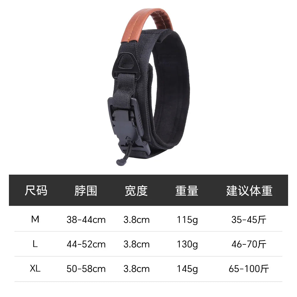 Tactical Dog Collar - Adjustable Anti-Pull Pet Collar with Handle for Medium and Large Dogs