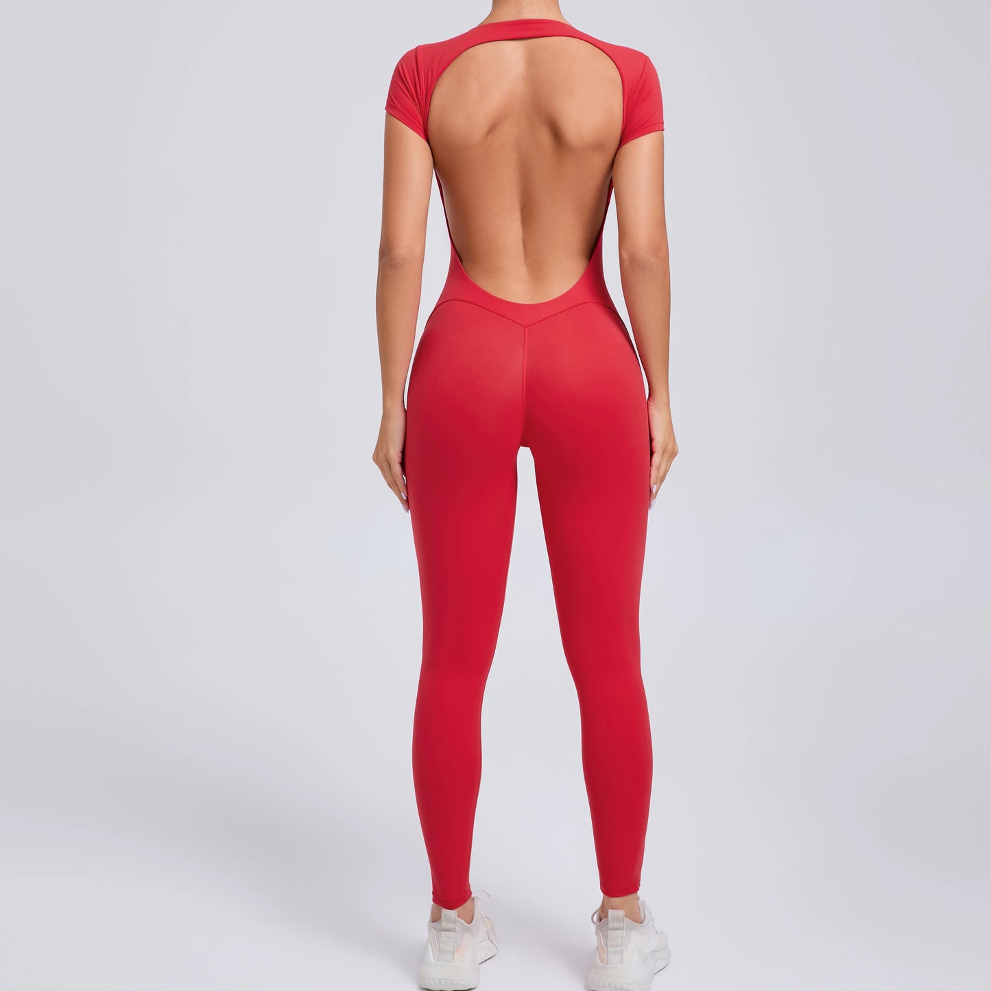 Women’s One-Piece Padded Backless Yoga Romper – Quick-Dry Workout Bodysuit & Sports Jumpsuit