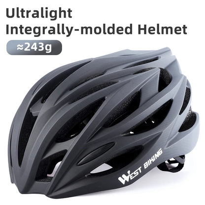 WEST BIKING Ultralight Cycling Helmet - Integrally Molded MTB & Road Bike Racing Helmet for Men & Women, Bicycle Safety Cap
