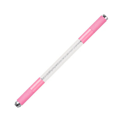 Manual Double-Ended Crystal Acrylic Microblading Pen – Permanent Makeup Eyebrow Tattoo Tool for Flat & Round Needles