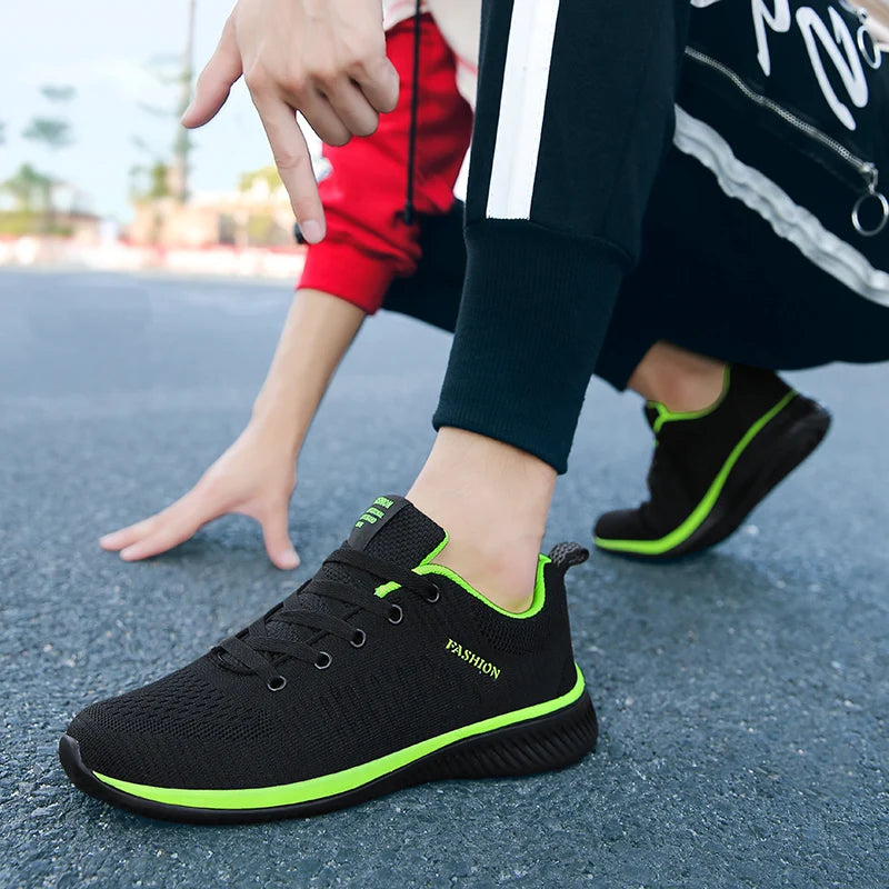 MAEDEF Athletic Shoes for Men – Black Knit Sneakers, Breathable Casual Running, Walking & Gym Shoes for Men & Women