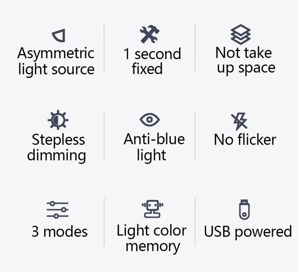Eye-Care LED Desk Lamp 50cm – USB-Powered Screen Light Bar with Stepless Dimming for Reading & PC