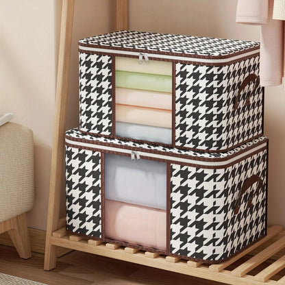 Large Capacity Visible Storage Box: Portable Household Clothes Organizer - Foldable, Dustproof Quilt Container with Handles and Zipper