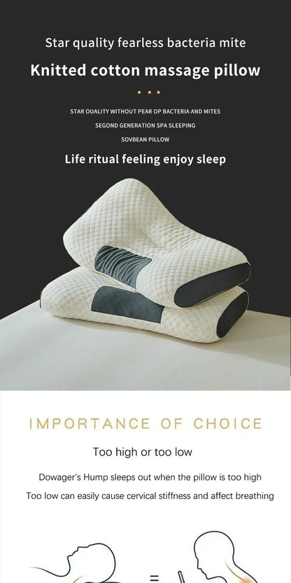2024 Orthopedic Cervical Neck Pillow | Soybean Fiber Massage Sleep Pillow for Neck Support & Relaxation | SPA-Style Sleeping Aid