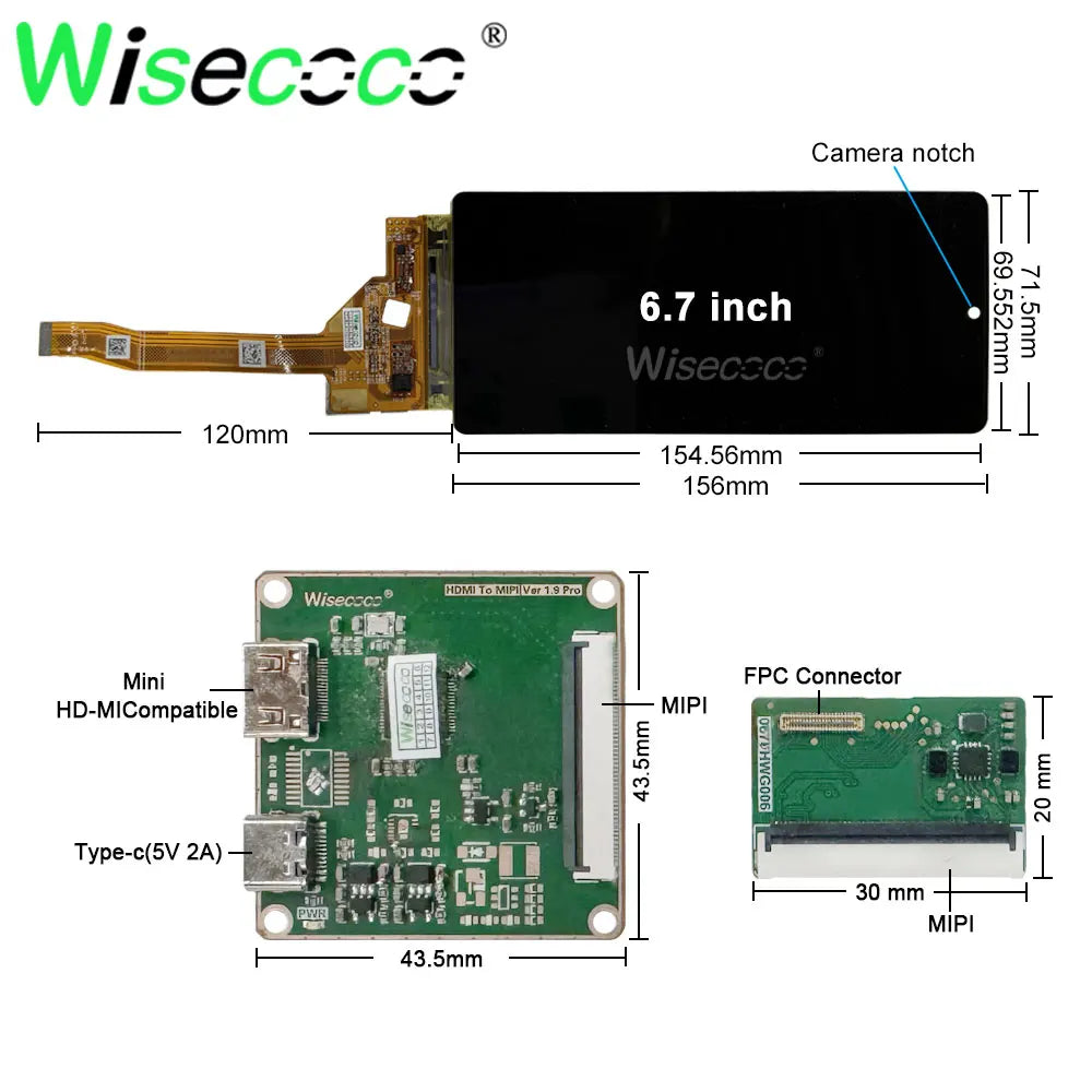 6.67 Inch Flexible AMOLED Display - 2K 2400x1080 Rollable Curved Screen for Raspberry Pi, AI Robots & Smart Wearables