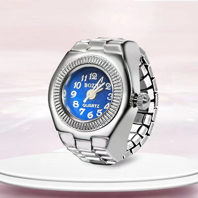 Kiss Jewelry Digital Quartz Finger Watch Ring – Mini Elastic Punk Style Clock Ring for Women, Men & Couple Teens Accessory