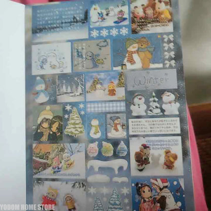50-Sheet Retro Sticker Book - Cute Food, Animal & Cartoon Stickers