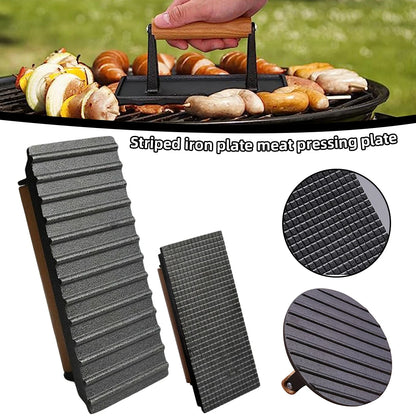Universal Rectangular Meat Press, Heavy-Duty Steak & Burger Press with Handle, BBQ Cooking Tool, High Temperature Resistance