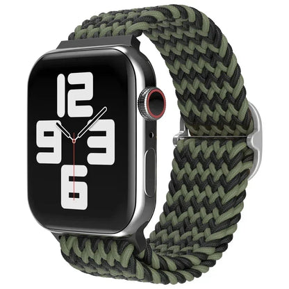 Braided Nylon Apple Watch Band – Adjustable Sport Strap Compatible with Ultra 2, Series 10/9/8/7/6/SE (40–49mm) Wrist Bracelet