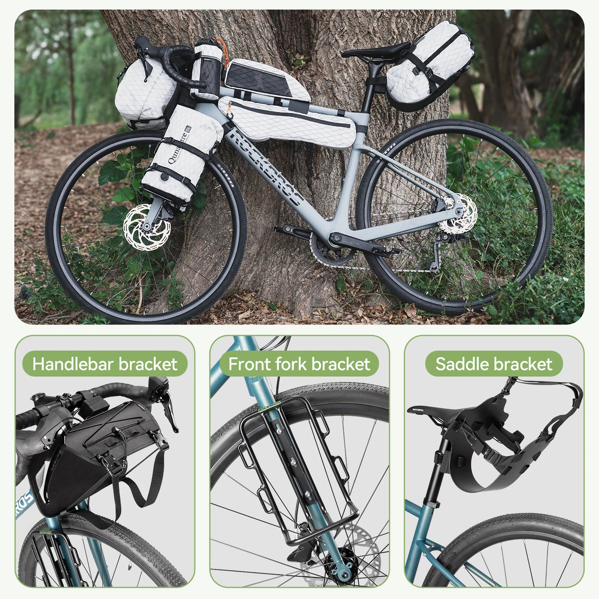 Qunature Bikepacking Bike Bag - Fully Waterproof MTB & Road Bicycle Rack Storage Bag