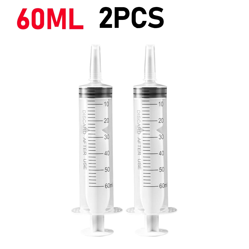 Plastic Measuring Syringe - 20ml, 60ml, and 100ml Needle-Free Liquid, Nutrient, Oil, and Pet Feeding Tool